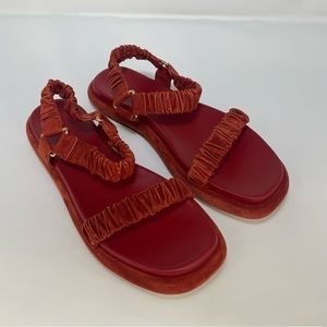 Khaite Puglia rust gold hardware suede sandals ladies size‎ 40